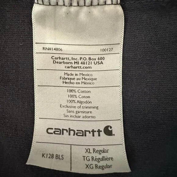 Carhartt Tee Shirt Pullover Men Sz XL Gray Long Sleeve Pocket Casual Workwear - Picture 8 of 9